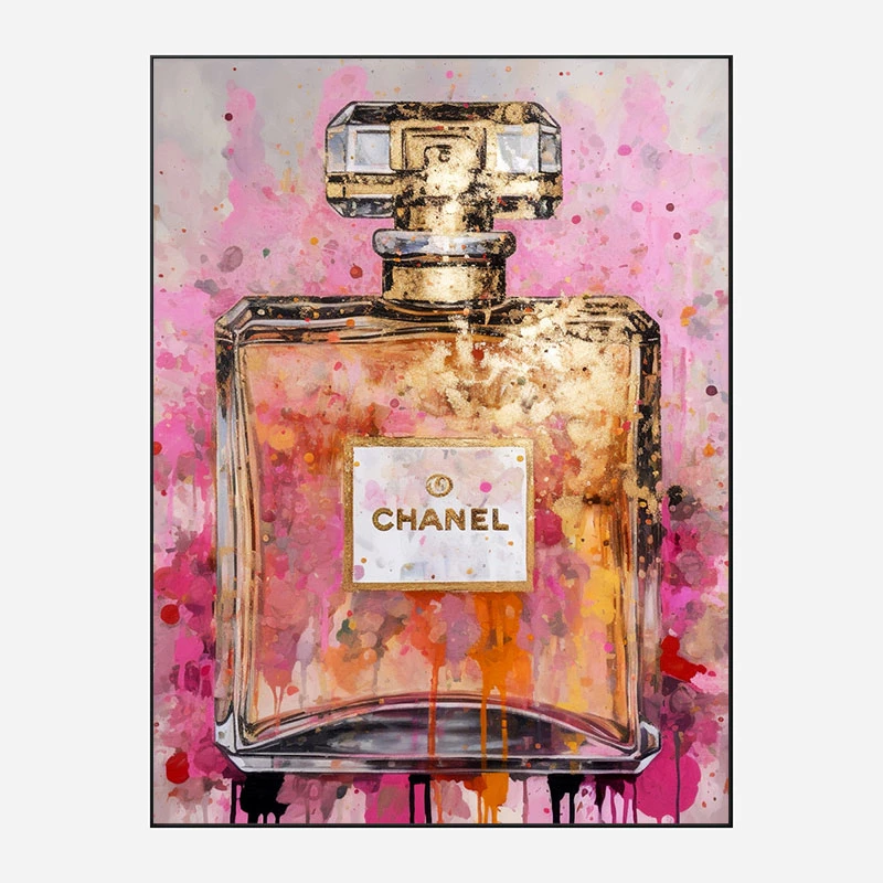 Chanel No 5 Pink & Gold Abstract Perfume Bottle Art Print